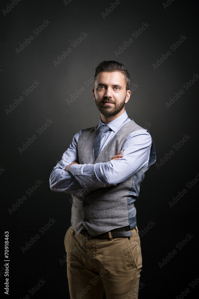 Hipster businessman in studio