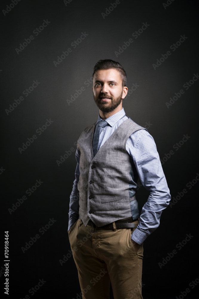 Hipster businessman in studio Hipster businessman in studio
