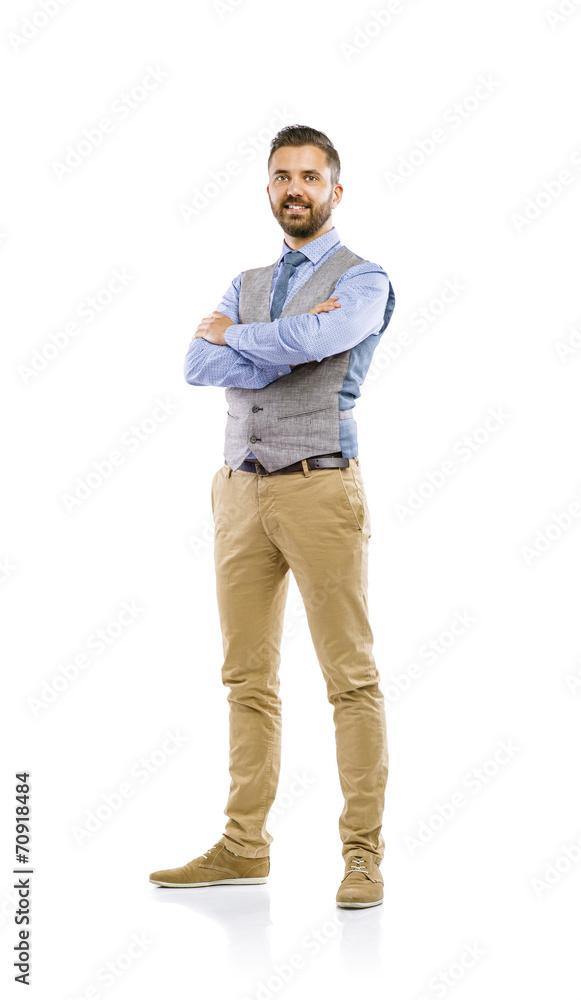 Hipster businessman in studio Hipster businessman in studio