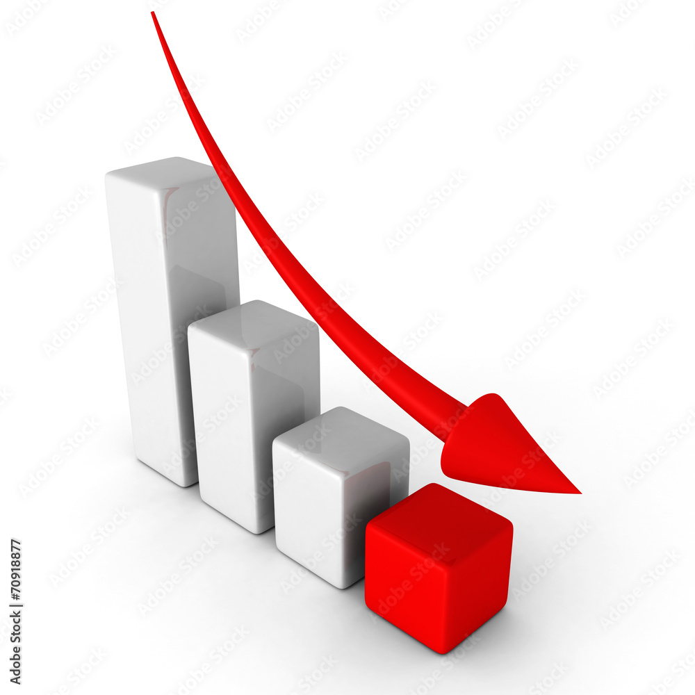 business decline chart graph with falling arrow - obrazy, fototapety, plakaty 