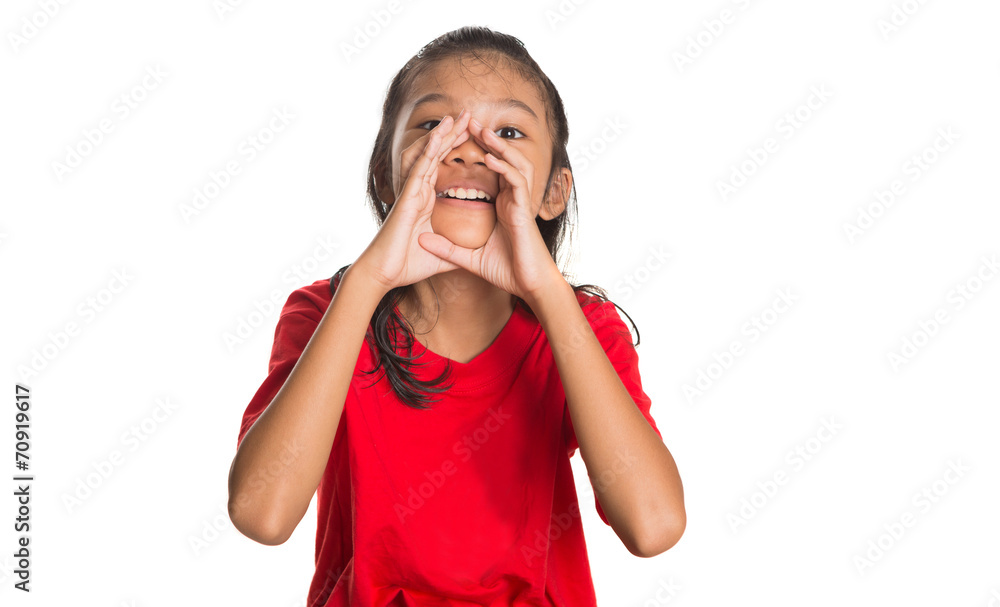 Young Asian Malay girl with shouting expression Young Asian Malay girl with shouting expression