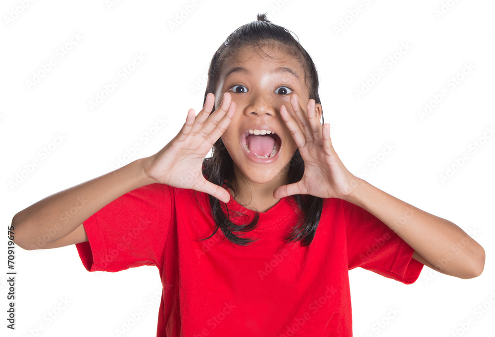 Young Asian Malay girl with shouting expression Young Asian Malay girl with shouting expression