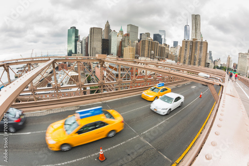 Traffic on Brooklyn Bridge, Lower Manhattan in Background © william87