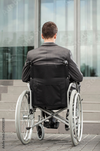 A worker on a wheelchair