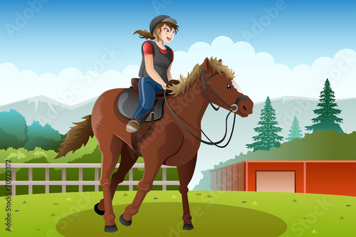 Little girl riding a horse