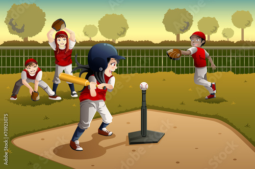 Kids playing Tee ball