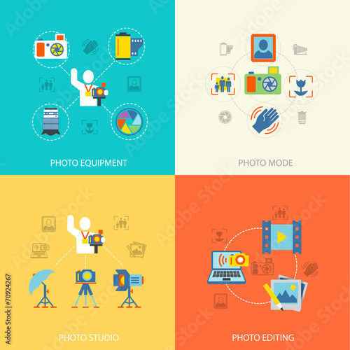 Photography icons flat