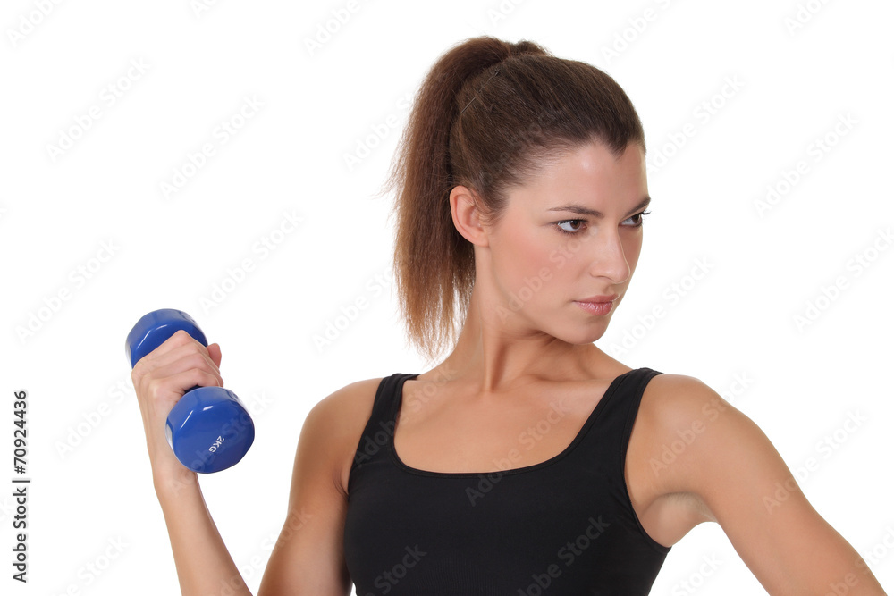 beautiful sporty woman working out with dumbbells beautiful sporty woman working out with dumbbells
