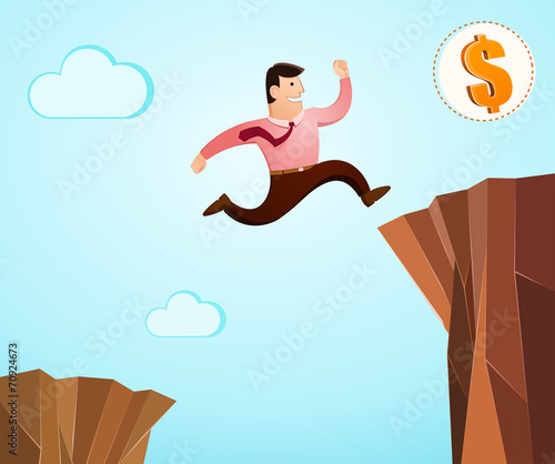 high jump over the cliff to achieve success