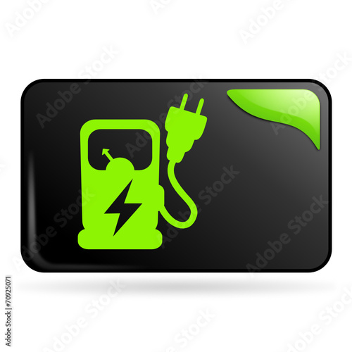 point de recharge électrique sur bouton web rectangle vert