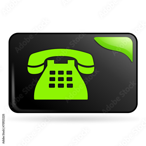 téléphone sur bouton web rectangle vert