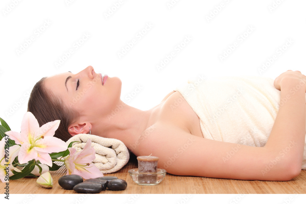 portrait of young beautiful woman in spa portrait of young beautiful woman in spa