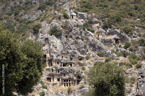 Rock-cut tombs in Myra  Demre  Turkey  Scene 26