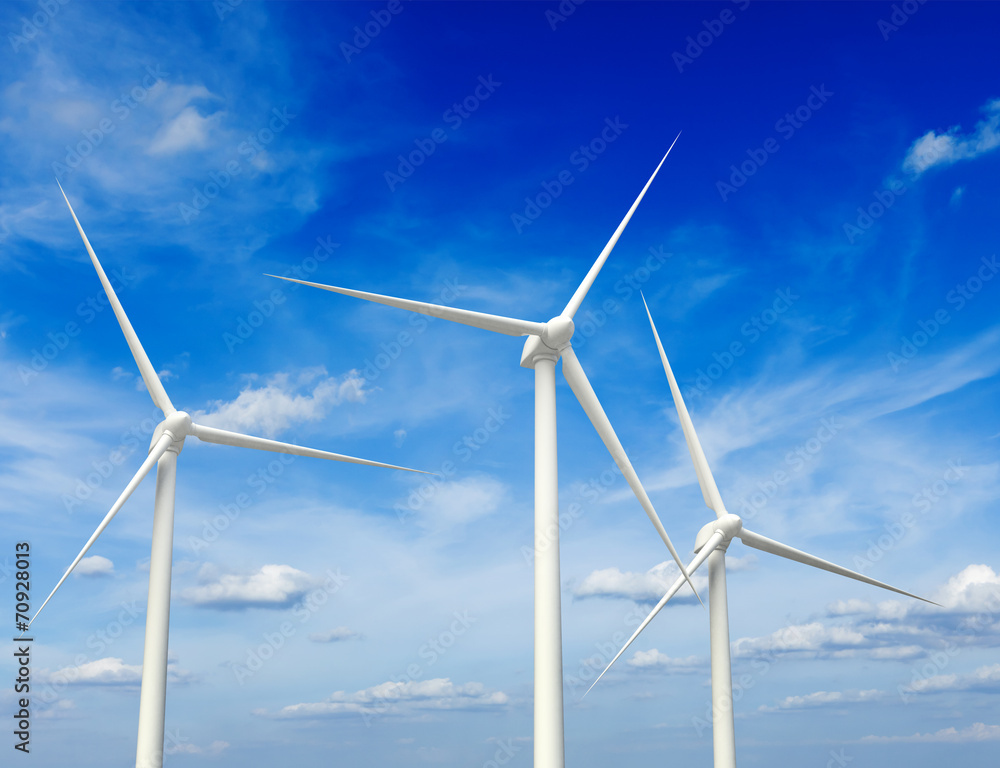 Wind generator turbines in sky Wind generator turbines in sky
