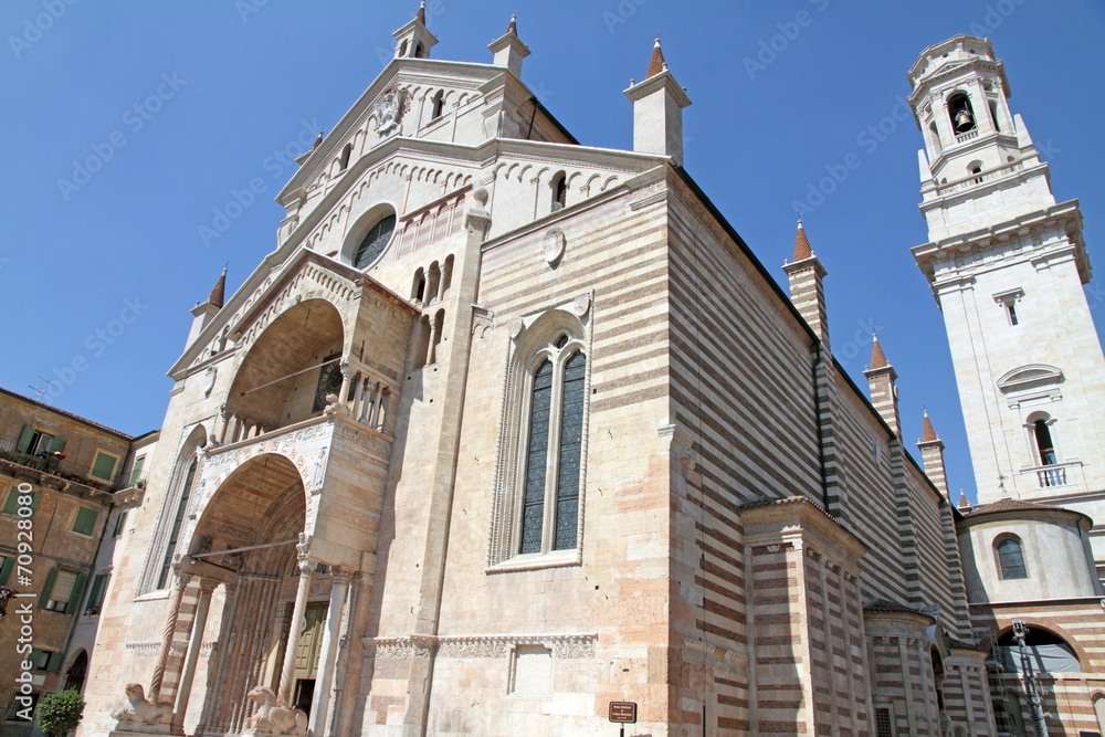 .Italy, Veneto, Verona, Santa Maria Matricolare Cathedral facade