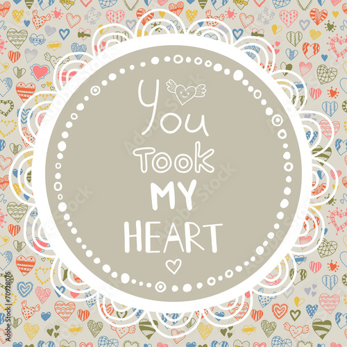 Decorative pattern with hearts and quote
