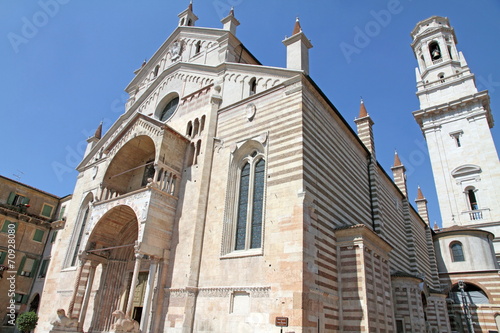 .Italy, Veneto, Verona, Santa Maria Matricolare Cathedral facade