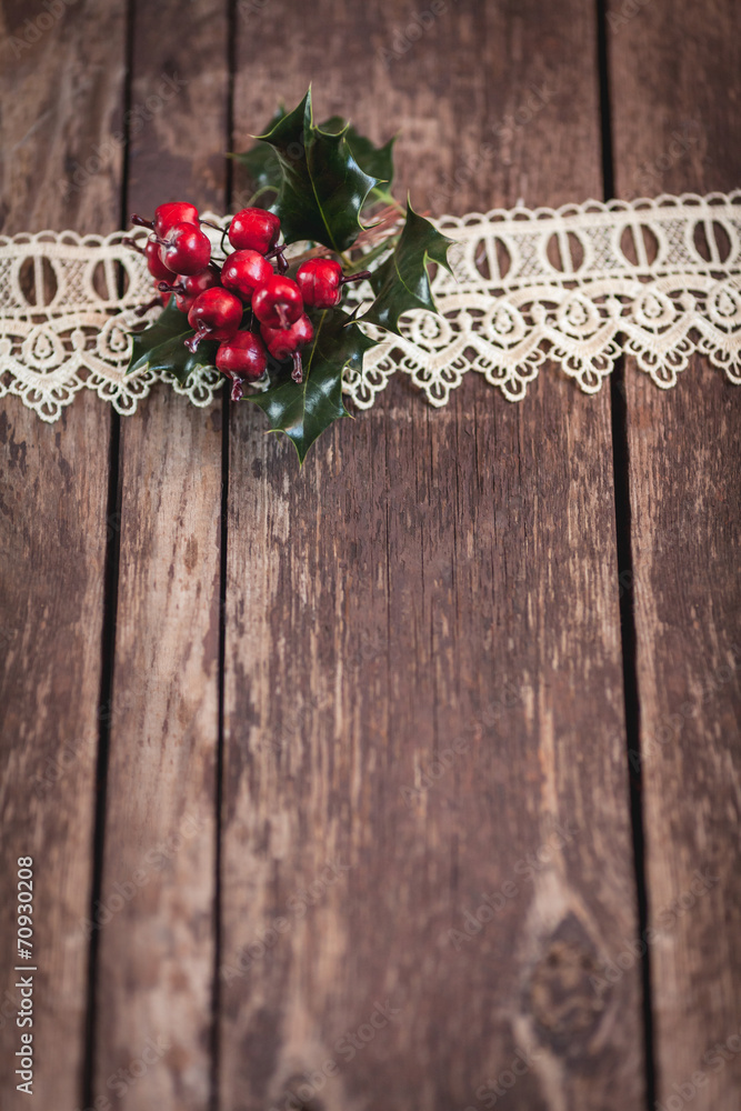 Rustic wood with Christmas decoration
