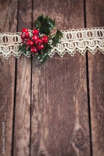 Rustic wood with Christmas decoration