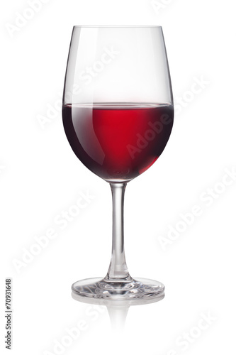 Glass of red wine isolated on a white background