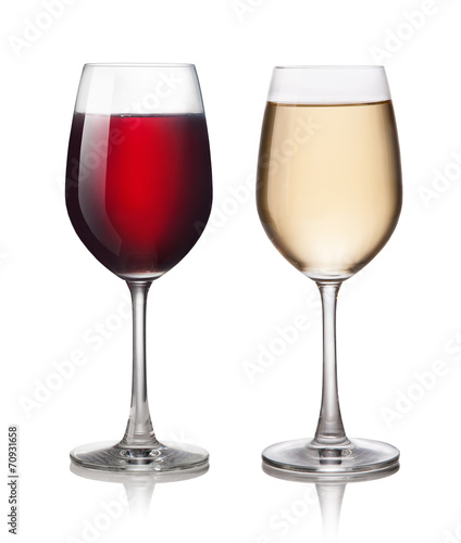 Glass of red and white wine