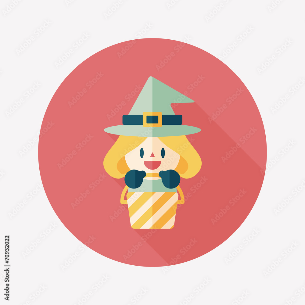 cute witch flat icon with long shadow,eps10 cute witch flat icon with long shadow,eps10