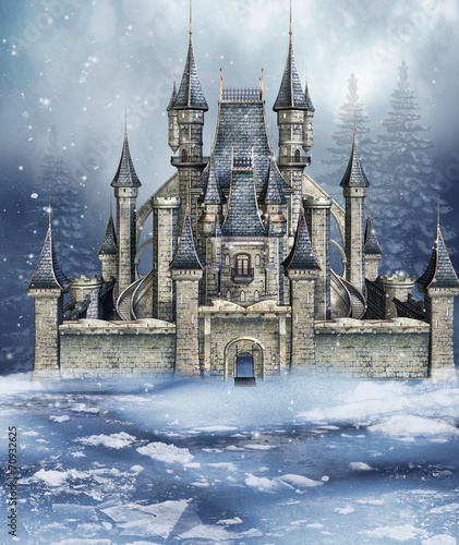 Baśniowy zamek zimą