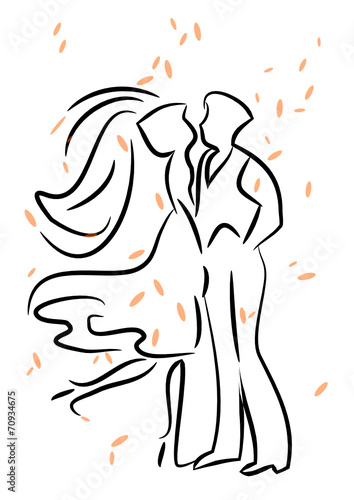 Couple de danseurs au trait