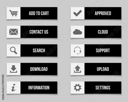 Flat black buttons