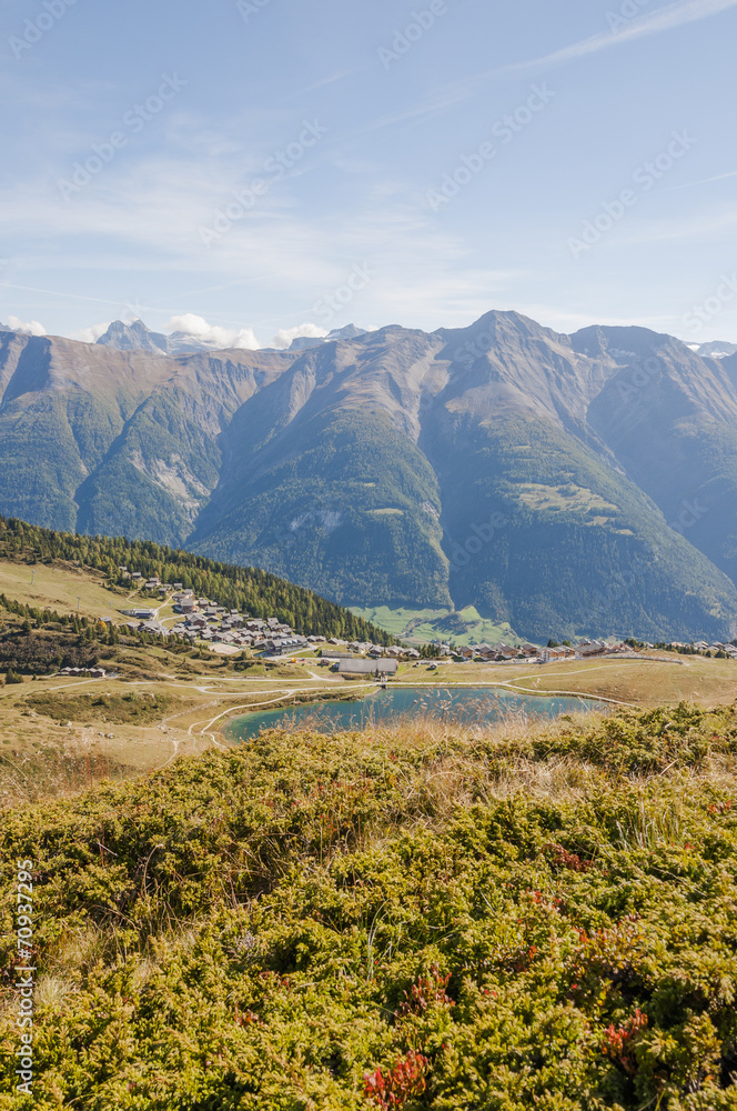 Bettmeralp, Dorf, Alpen, Wallis, Herbst, Bergsee, Schweiz