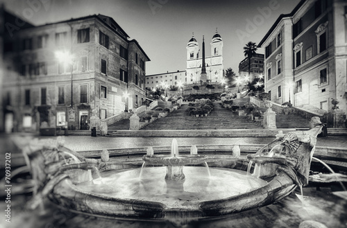 Canvas Print Vintage style photograph of Spanish Steps,  Rome - Italy.