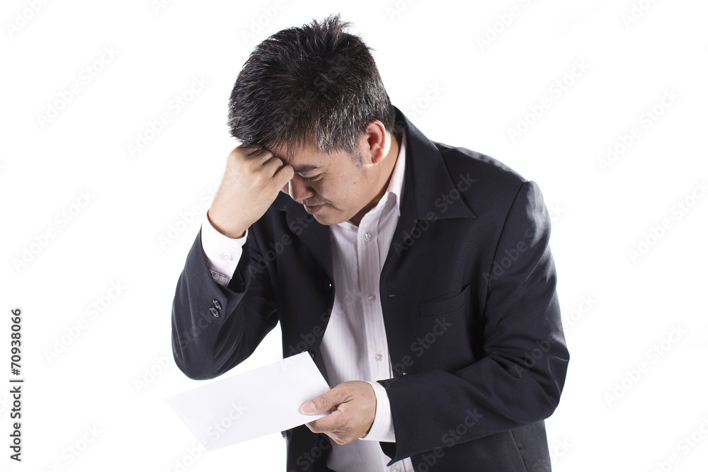 Businessman Shocked received layoff notice Businessman Shocked received layoff notice