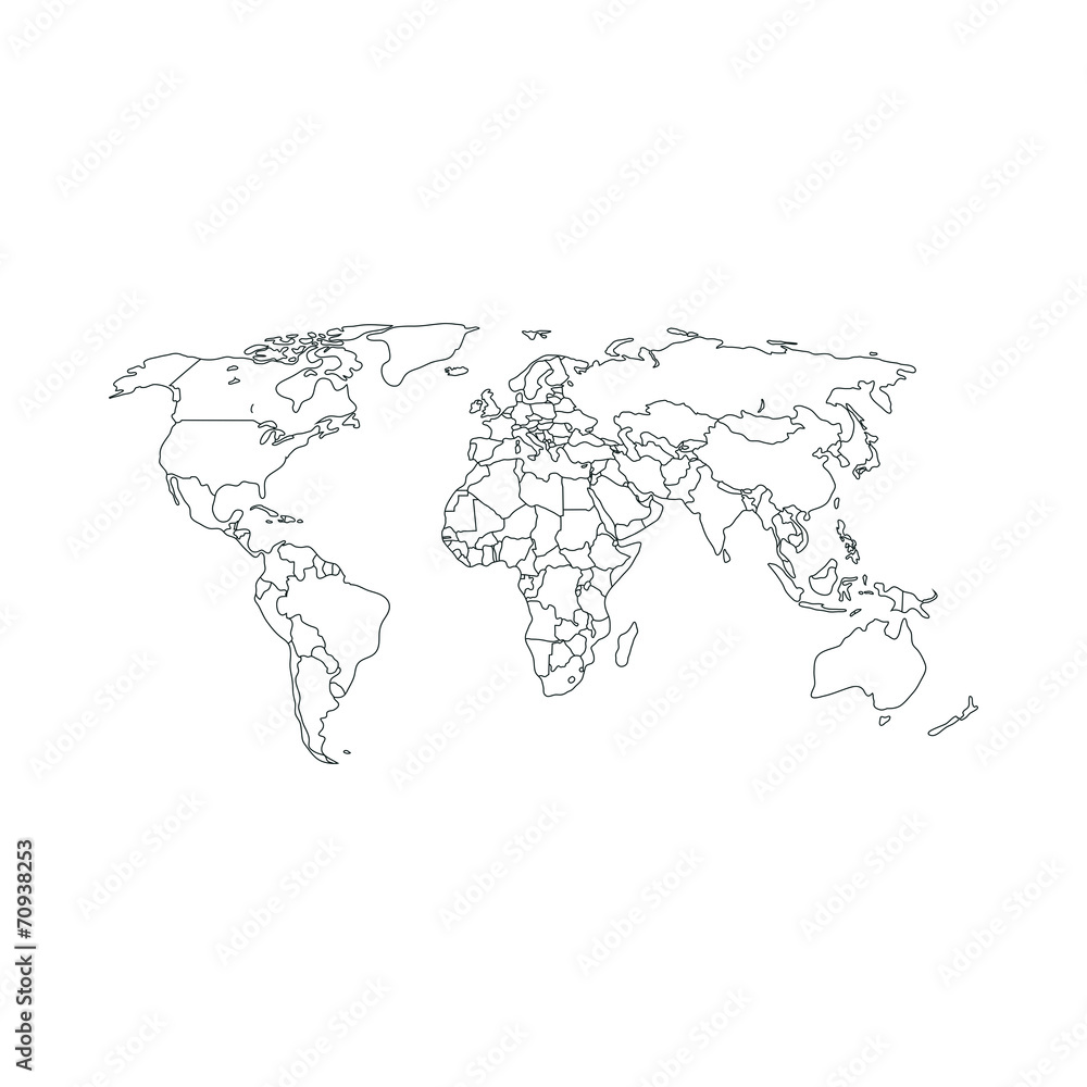 Fototapeta Kontur Polityczna mapa świata. Ilustracji wektorowych.
