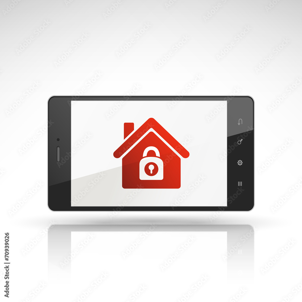 house security icon on mobile phone house security icon on mobile phone