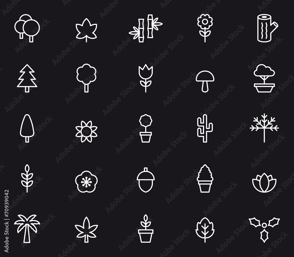Flowers, Plants and Trees icon set