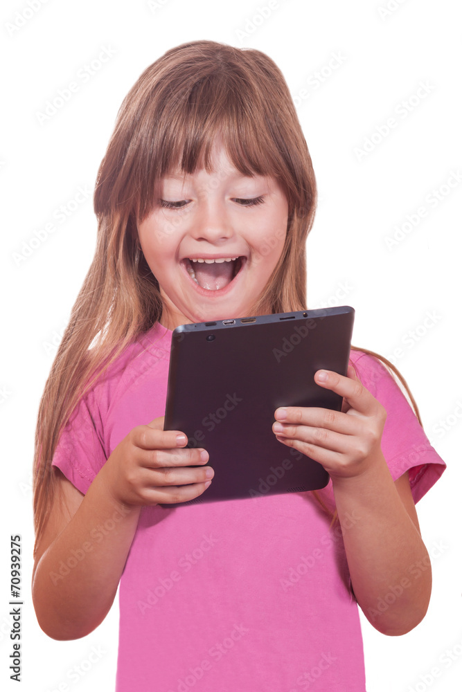 The child with the tablet computer The child with the tablet computer