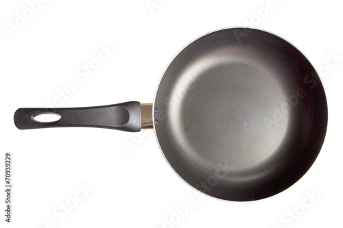 Top view Pan with handle on white