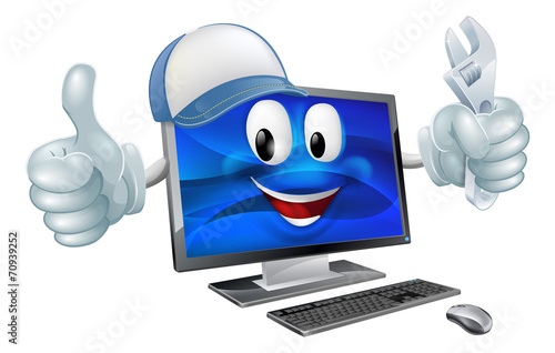 Computer repair cartoon character
