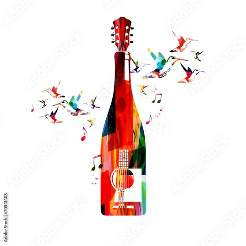 Colorful guitar and bottle design
