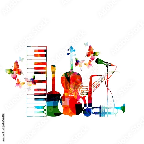 Colorful musical instruments background