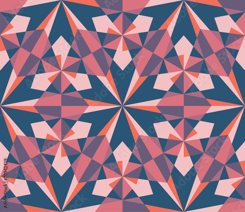 Seamless geometric red pink kaleidoscope  pattern background photo