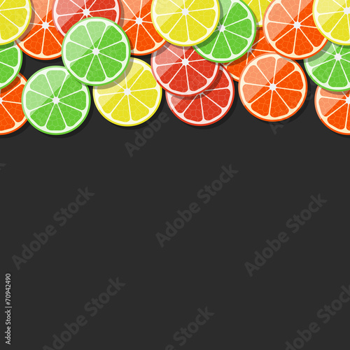 Seamless fruit frame. Citrus. Vector illustration.