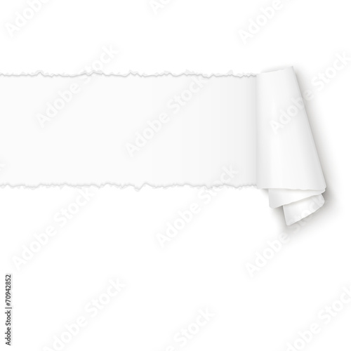ripped open white paper with paper curl