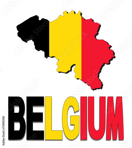 Belgium map flag and text illustration
