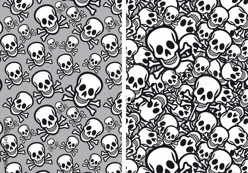 Skulls seamless patterns, vector