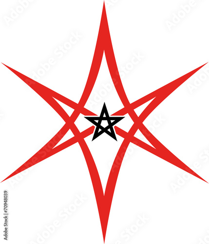 Unicursal Hexagram with Pentagram - Golden Dawn