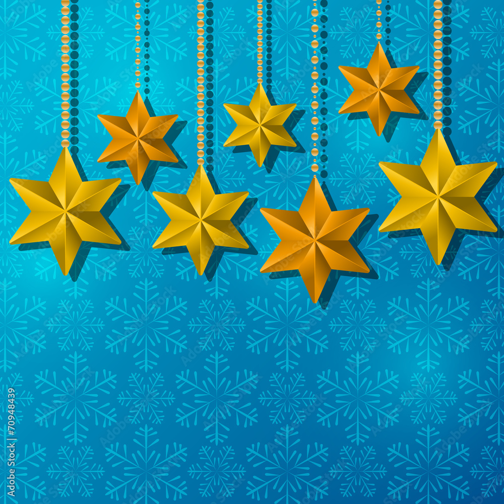 Christmas starry decorations on blue Christmas starry decorations on blue