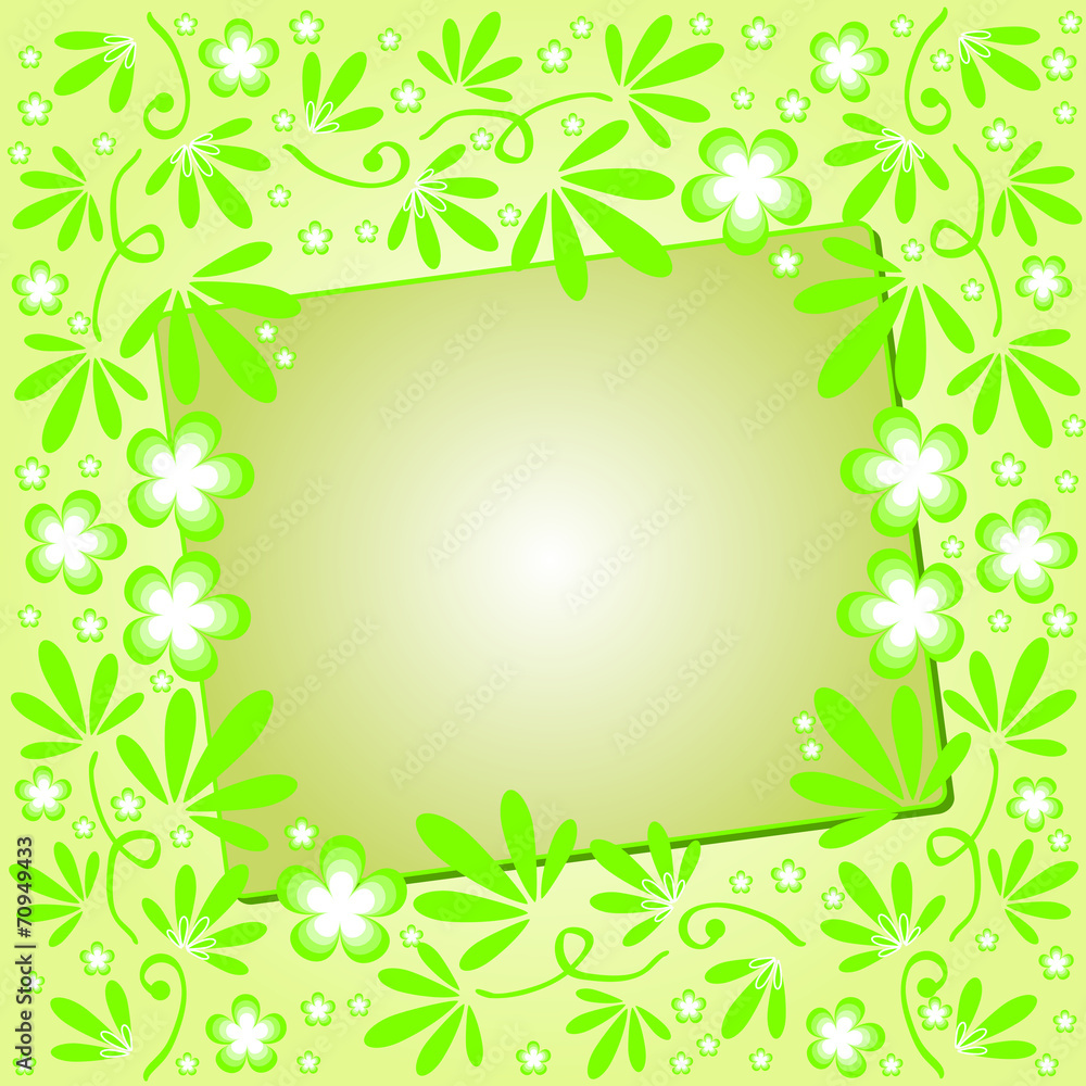 Green background with floral ornament