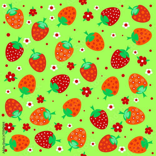 Seamless textures with ornament of strawberries and flowers