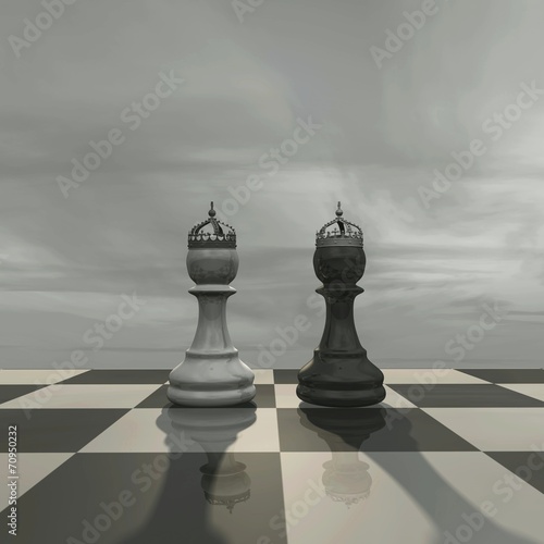 surreal abstract power  game strategy concept with chess pieces